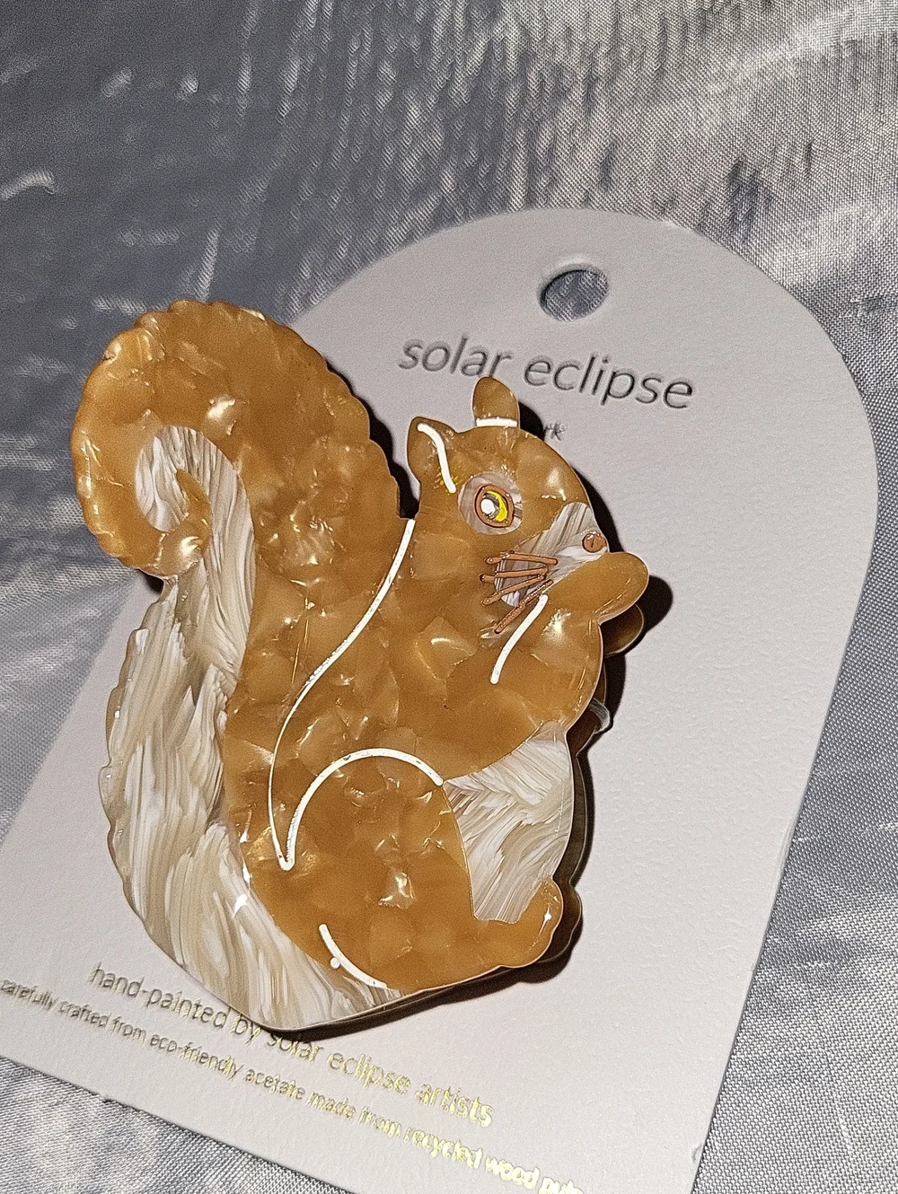 Solar Eclipse Marbled Yellow & Cream Squirrel Hair Clip LS